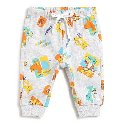 Boys Light Grey Printed Trouser